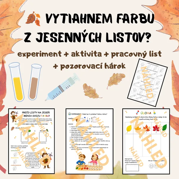 🍂Vytiahnem farbu z jesenných listov? – experiment + aktivita + pracovný list + pozorovací hárok