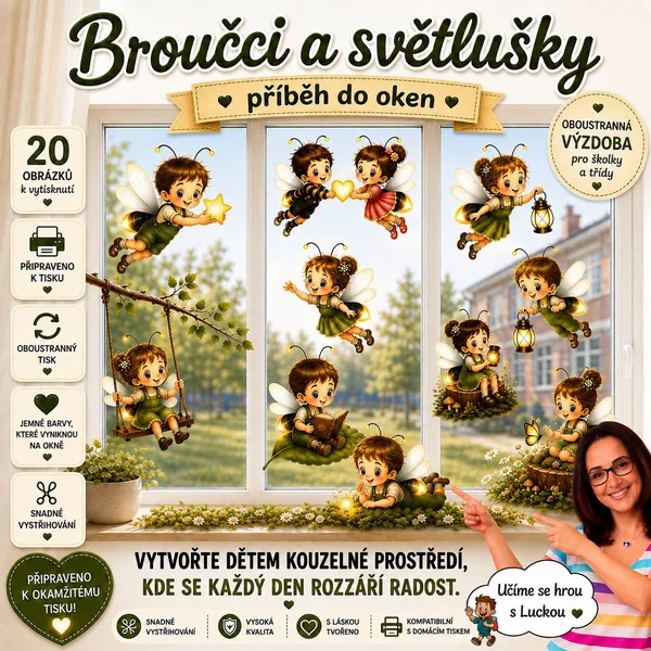 Lienky a svetlušky – obojstranná výzdoba do okien