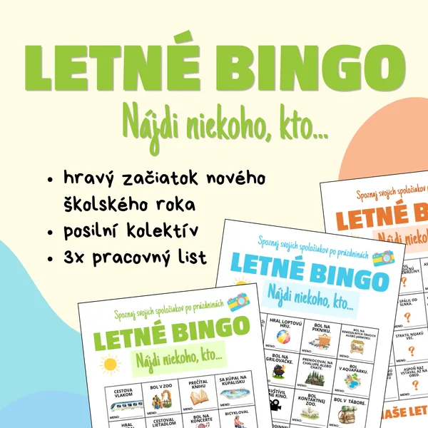☀️ LETNÉ BINGO - spoznaj spolužiakov po prázdninách