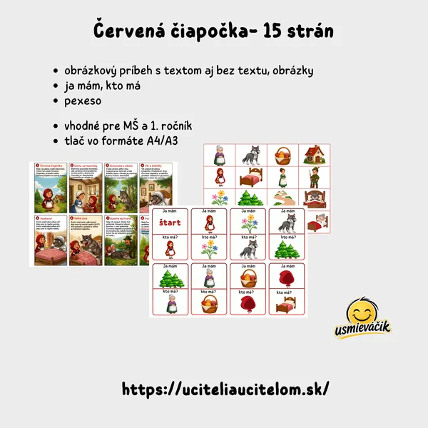 Červená čiapočka- obrázky, pexeso, ja mám, kto má