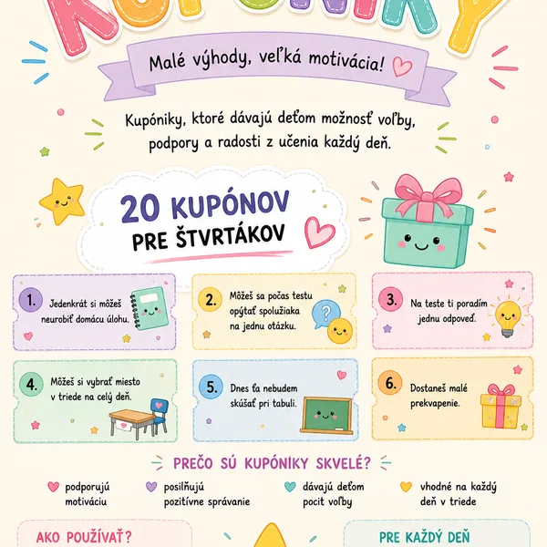 🌈❤️ KUPÓNIKY – MALÉ VÝHODY, VEĽKÁ MOTIVÁCIA ❤️🌈