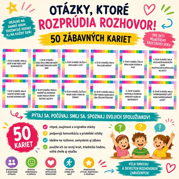 50 zábavných konverzačných kartičiek „Čo by si radšej…?“