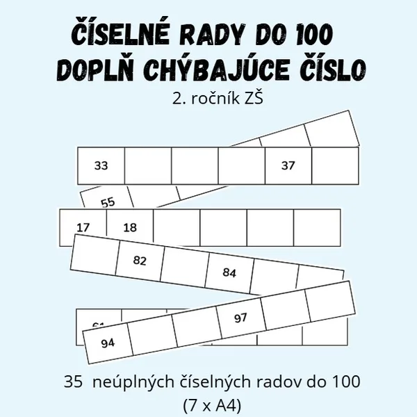Číselný rad do 100 – doplň chýbajúce číslo