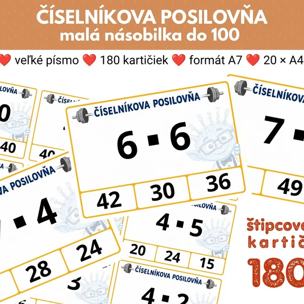 NÁSOBILKA DO 100 – Štipcovacie kartičky PRÍŠERKOVO | Číselník 