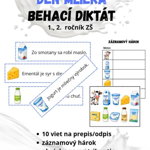Deň mlieka – Behací diktát (1. a 2. ročník ZŠ)