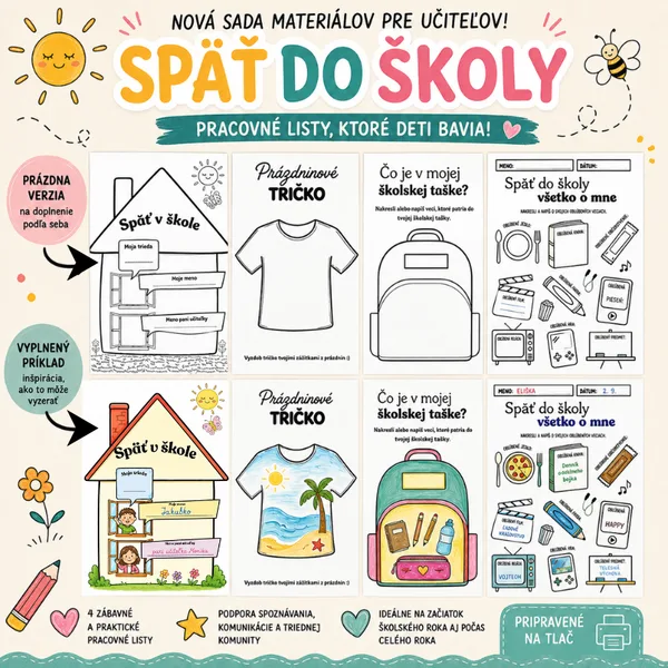 Späť do školy- pracovné listy 
