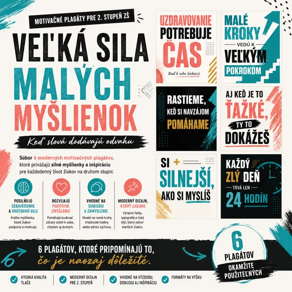 6 motivačných plagátov pre 2. stupeň – Veľká sila malých myšlienok
