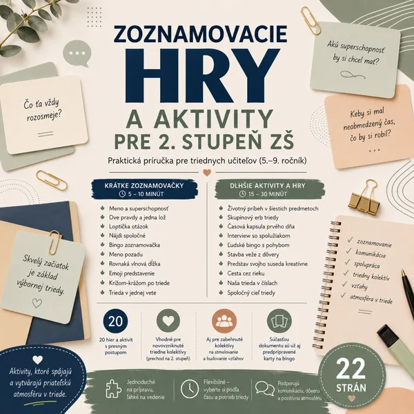 Zoznamovacie hry a aktivity pre 2. stupeň ZŠ