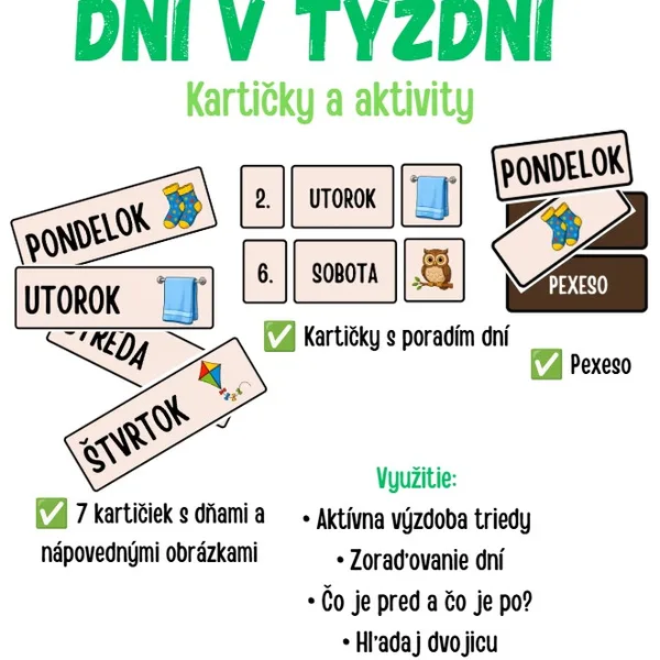 Dni v týždni - kartičky a aktivity