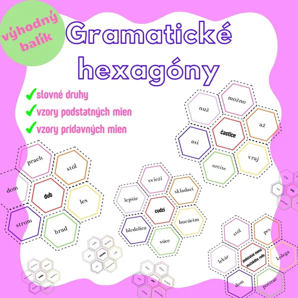 Gramatické hexagóny (slovné druhy, vzory podstatných mien, vzory prídavných mien)