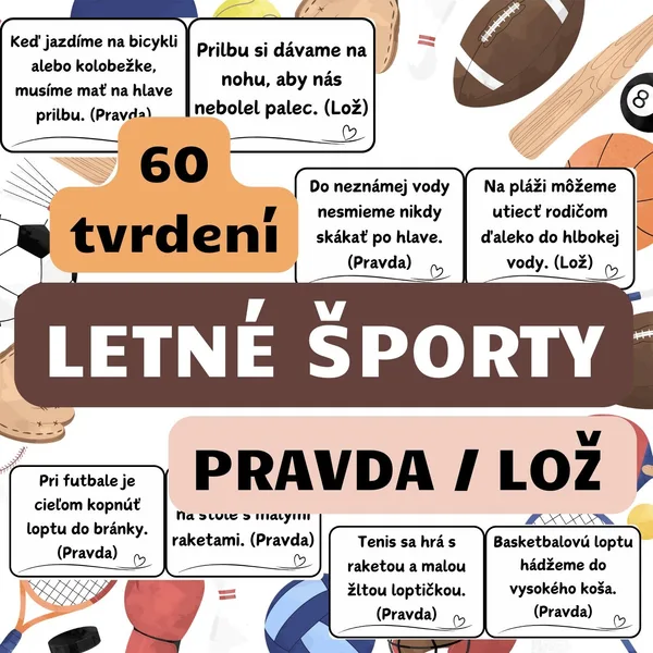 Letné športy - PRAVDA ALEBO LOŽ (Didaktická hra)