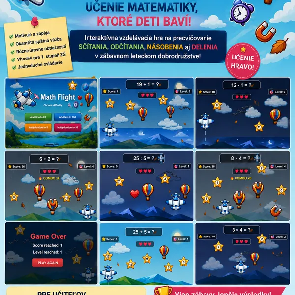 Matematický let – arkádové precvičovanie matematiky