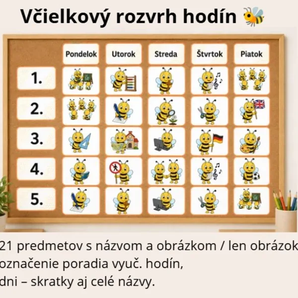 Včielkový rozvrh hodín 🐝