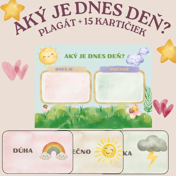 ☀️KARTIČKY POČASIE A DNI V TÝŽDNI (Aký je dnes deň?) - Back to school kolekcia☀️