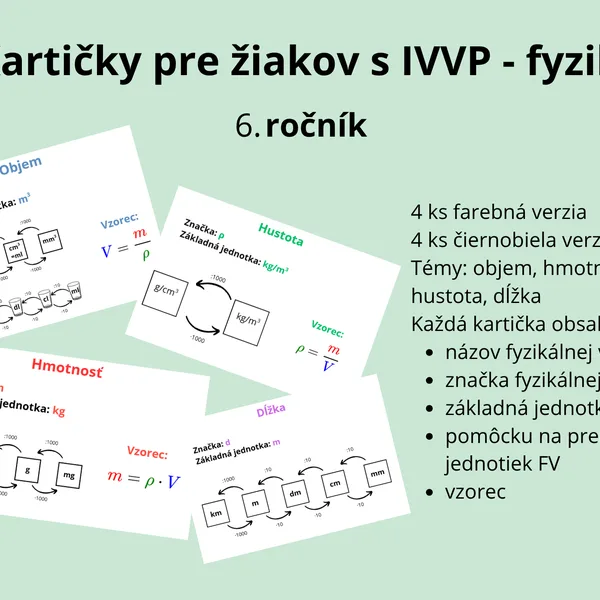 Kompenzačné kartičky IVVP fyzika 6. ročník