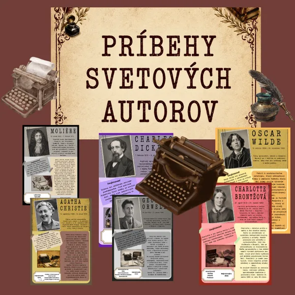 Príbehy svetových autorov/ nástenka, výzdoba, história, literatúra, knižnica