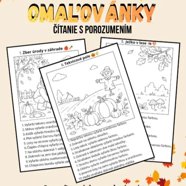Jesenné omaľovánky - čítanie s porozumením🍂🍁