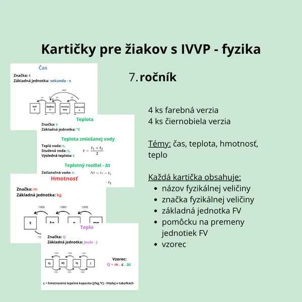 Fyzika 7. ročník - Kompenzačné kartičky IVVP