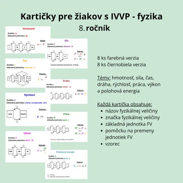Fyzika 8. ročník - Kompenzačné kartičky IVVP - časť2