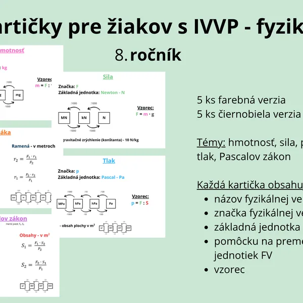 Kompenzačné kartičky IVVP fyzika 8. ročník