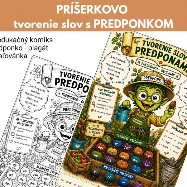 TVORENIE SLOV PREDPONAMI – Edukačné komiksy PRÍŠERKOVO | Predponko