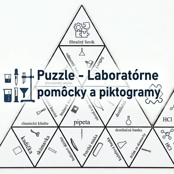 Puzzle - Laboratórne pomôcky a piktogramy