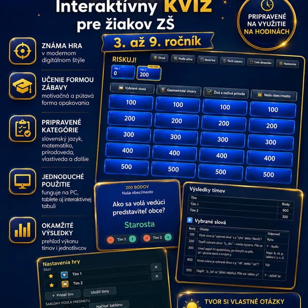 RISKUJ! — kvízová hra pre triedu (3.–9. ročník ZŠ)