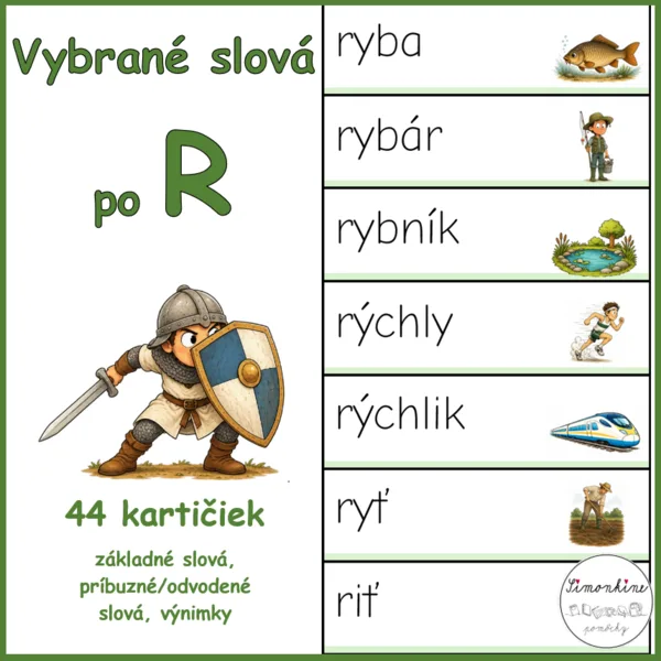 Vybrané slová po R - kartičky