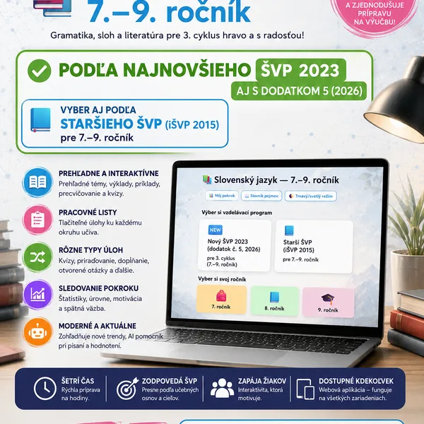 Slovenský jazyk – 3. cyklus ZŠ, aplikácia, ktorá rieši prechod škôl na nový ŠVP 2026/2027
