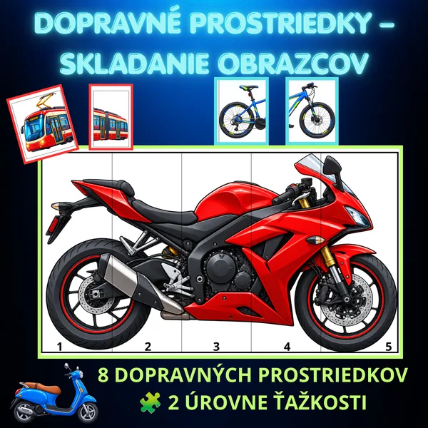 🚗 Poskladaj dopravné prostriedky | 2 úrovne obtiažnosti
