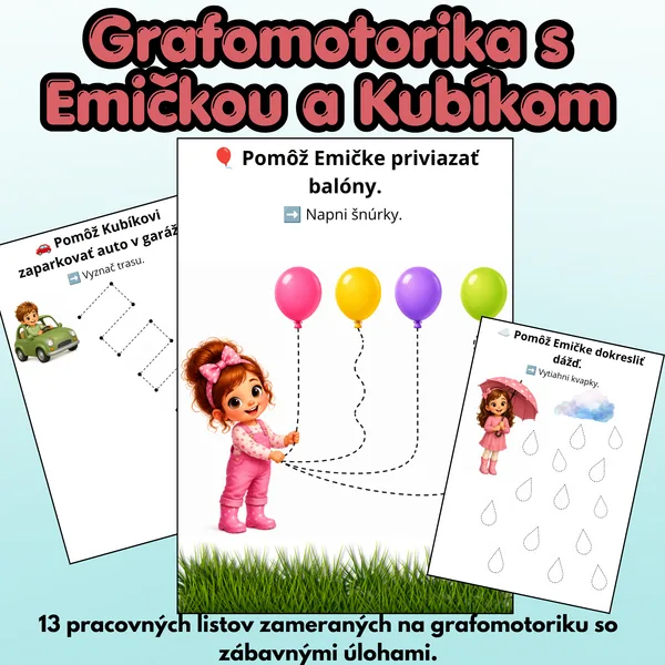 Trénujte grafomotoriku hravou formou s Emičkou a Kubíkom!