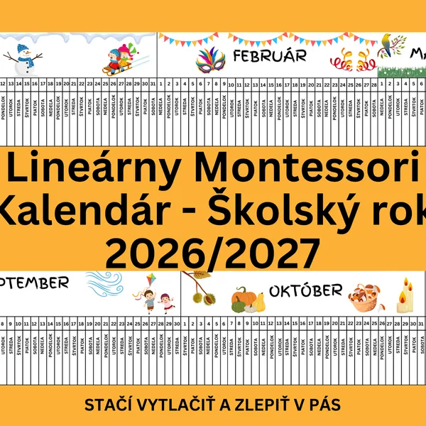 Školský kalendár 2026/2027 Montessori lineárny (sept 26 - august 27)