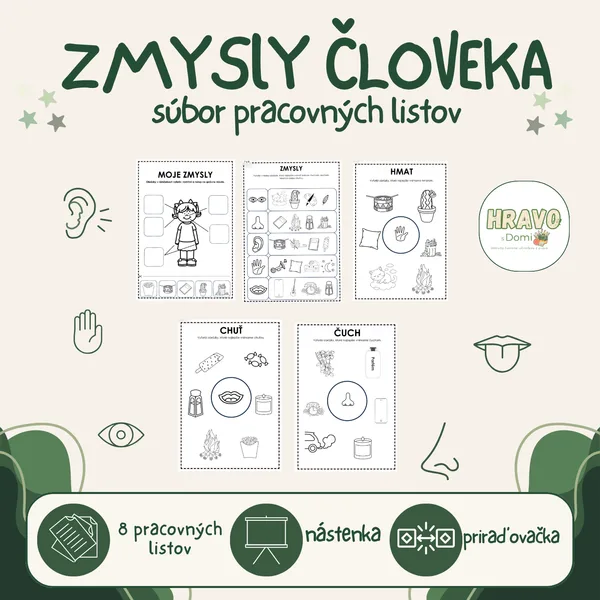 Zmysly človeka - súbor pracovných listov