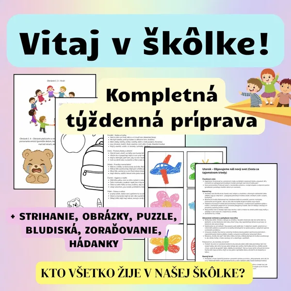 Vitaj v škôlke - týždenný plán