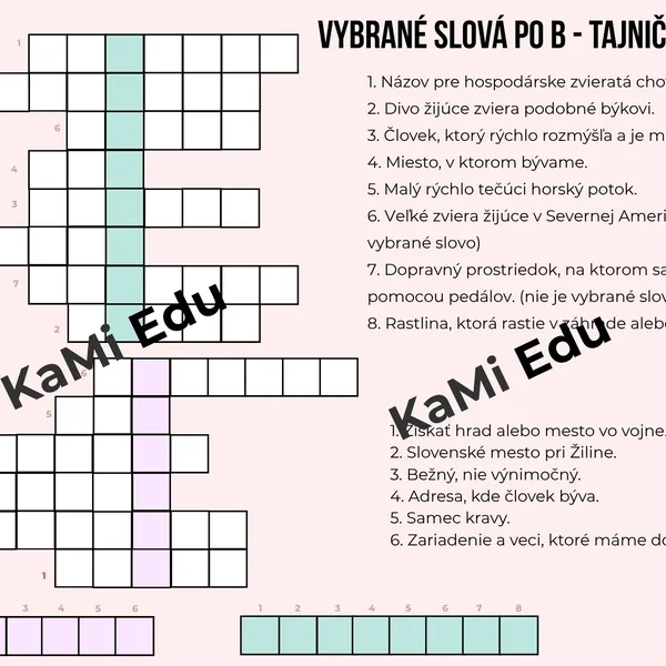 Vybrané slová po B a M - tajnička