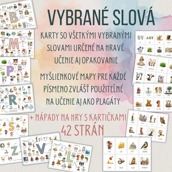 PDF Vybrané slová - kartičky, plagáty a doplňovacie cvičenie