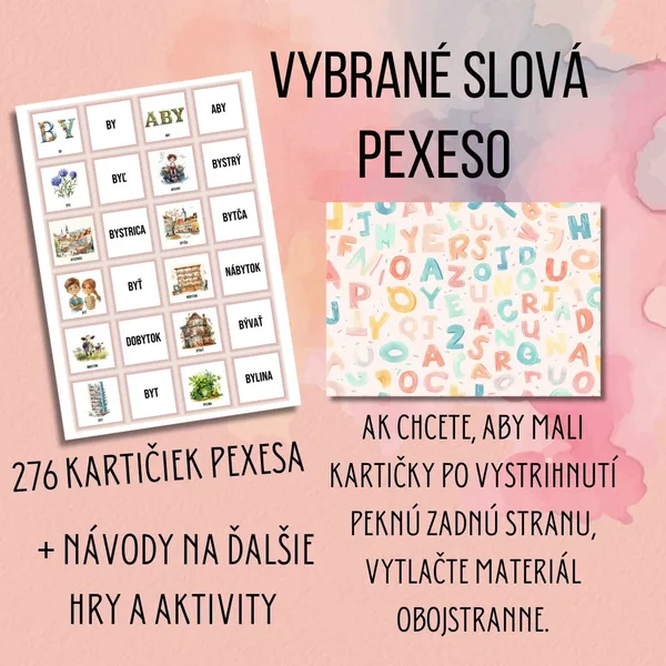 Pexeso vybrané slová 
