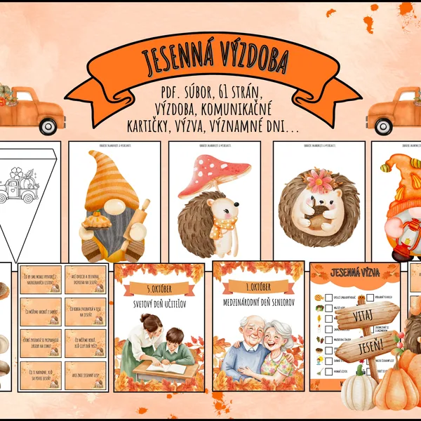 Jesenná výzdoba, komunikačné kartičky, významné dni🍂🍄