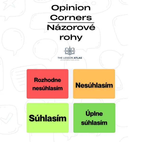 Názorové rohy (Opinion Corners) – karty na diskusnú aktivitu do štyroch rohov triedy
