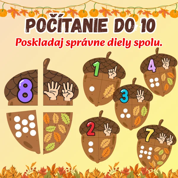 Počítanie do 10 / čísla do 10 / žalude do 10