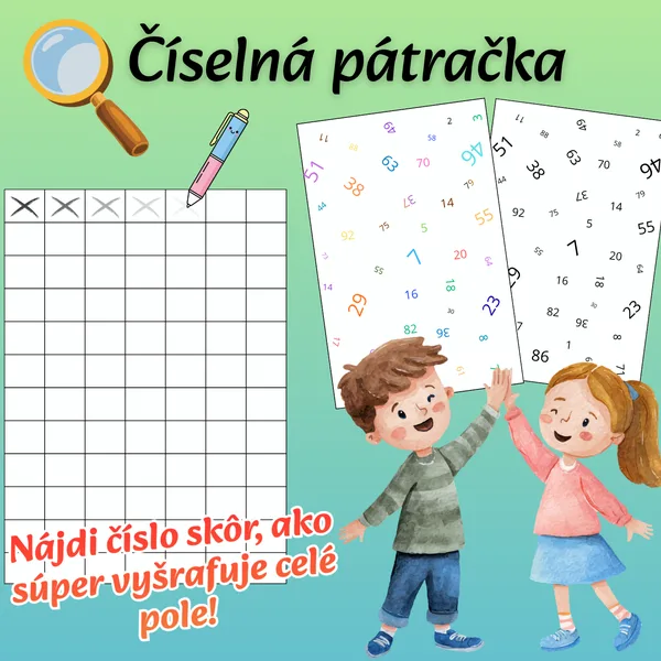 Číselná pátračka / čísla do 100 / matematická hra