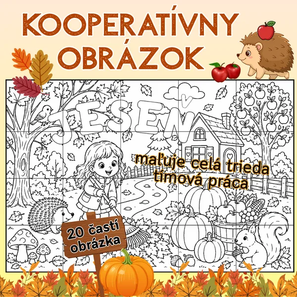 Kooperatívny obrázok - jeseň / jesenná omaľovánka