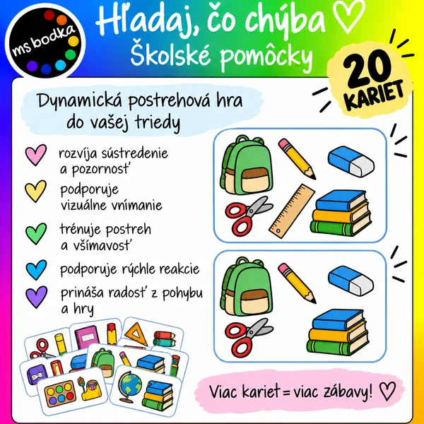 Hľadaj čo chýba :-) Školské pomôcky