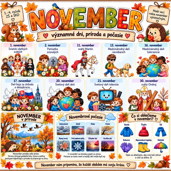 🍂 NOVEMBER – významné dni, príroda a počasie