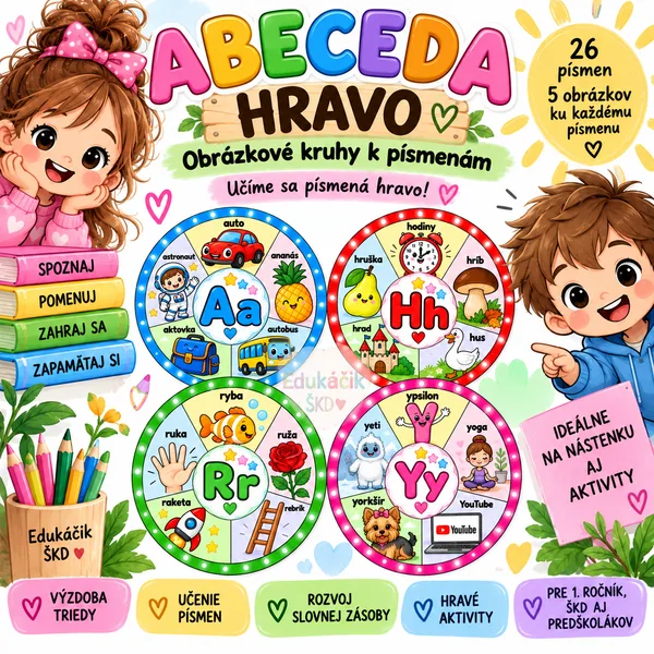 ABECEDA HRAVO – obrázkové kruhy k písmenám