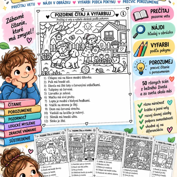 🌈 ČÍTAJ, NÁJDI, VYFARBI! 🖍️