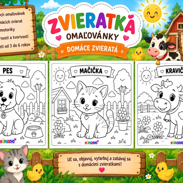 🐶 Omaľovánka – Domáce zvieratá