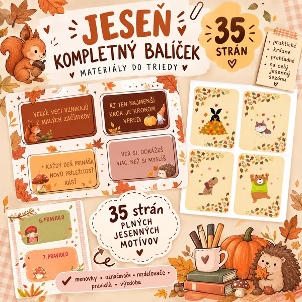 🍂ORGANIZAČNÝ BALÍK JESEŇ - jesenná pastelová výzdoba do triedy🍂