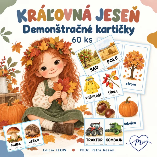 JESEŇ - demonštračné kartičky 60 ks - slovná zásoba (oblasti príroda, pole, zvieratá, les, oblečenie, počasie, úroda...)