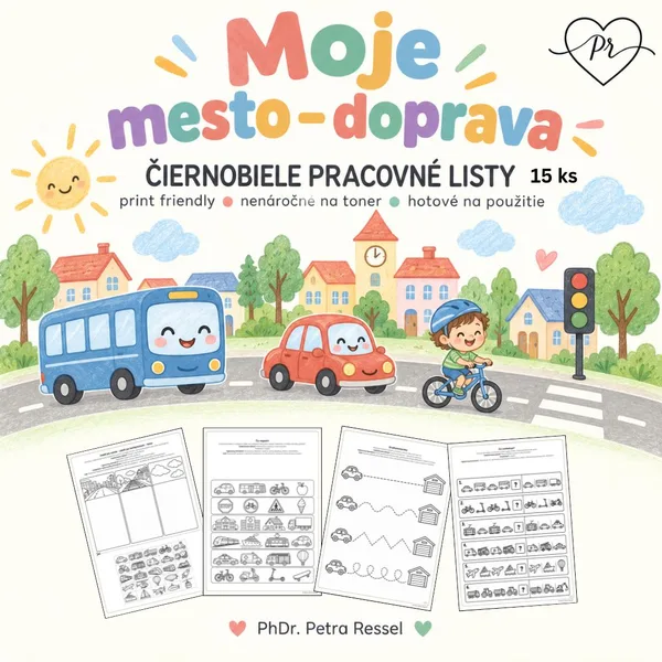 Moje mesto - doprava / Čiernobiele pracovné listy 